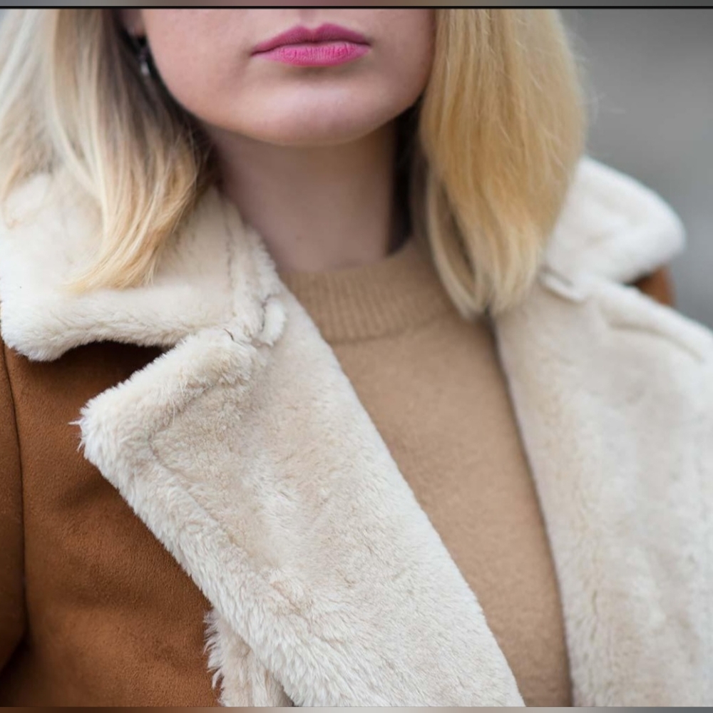 Topshop Faux Fur Shearling Tan Coat - Picture 7 of 16